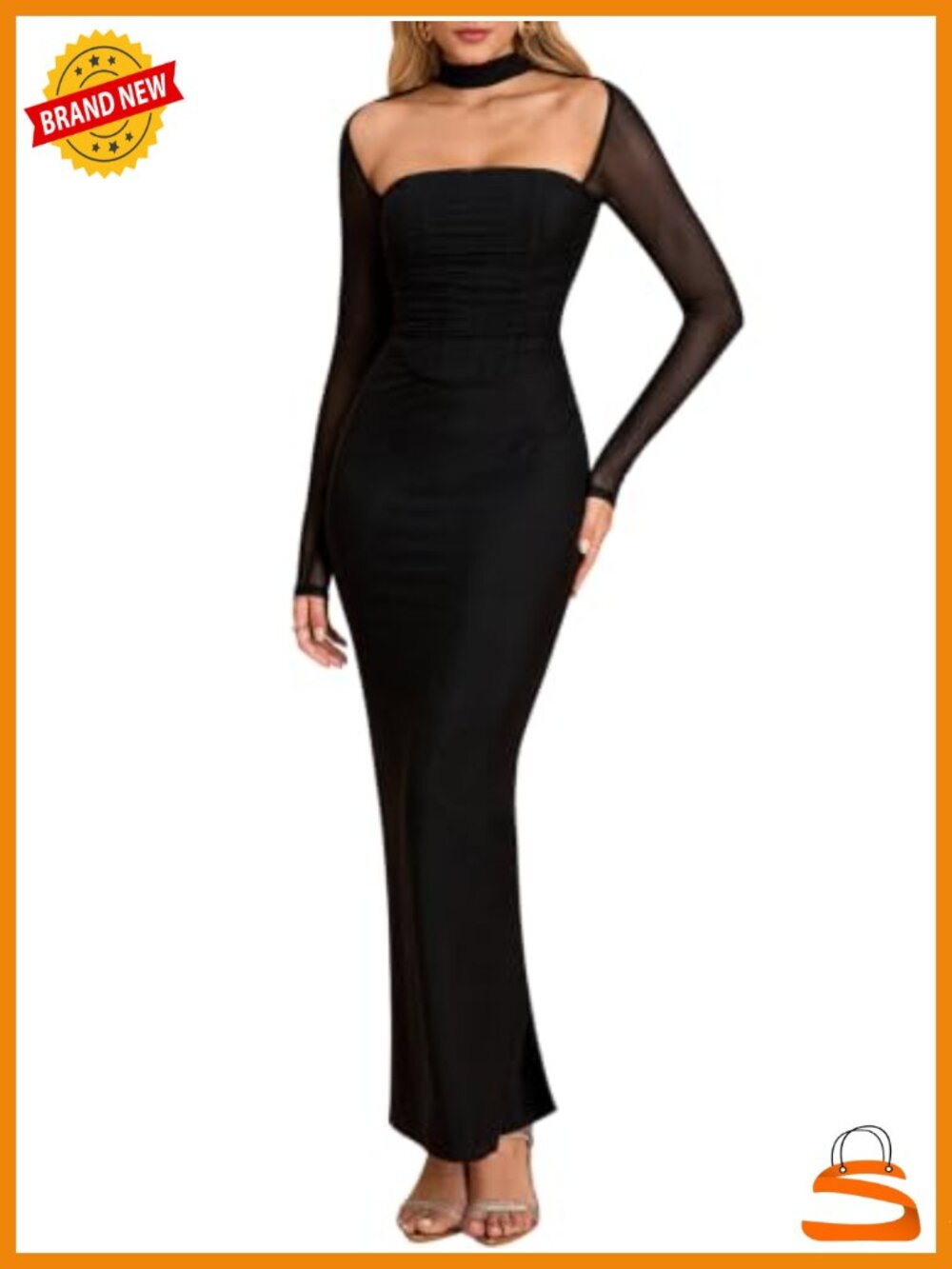 KUTUMAI Long Sleeve Corset Bodycon Maxi Dress Formal Wedding Guest